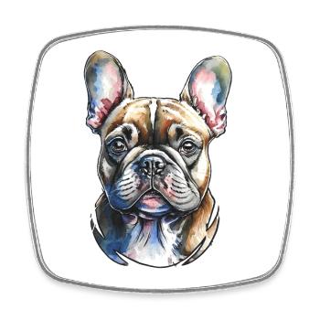 Französische Bulldogge Portrait - Viereckiger Kühlschrankmagnet - Weiß - Vorne