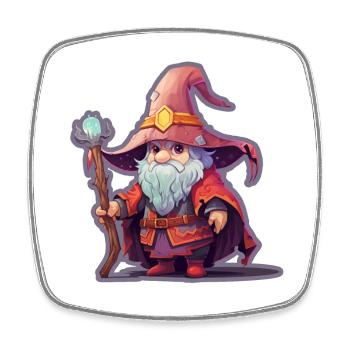 Süßer Zwergenmagier Fantasy Gartenzwerg Shirt - Viereckiger Kühlschrankmagnet - Weiß - Vorne