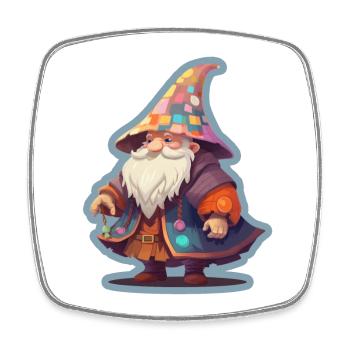 Nain avec un chapeau de magicien patchwork Camise fantastique - Magnet carré - blanc - Devant