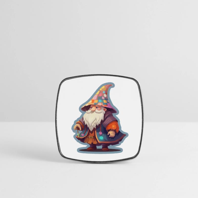 Dwarf with Patchwork Wizard Hat Fantasy Shirt Square fridge magnet