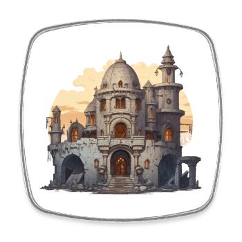 Fantasy RPG Ruine Abendlicht Abenteuer Shirt - Viereckiger Kühlschrankmagnet - Weiß - Vorne