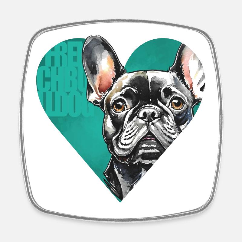 Portrait de bouledogue français - Magnet carré - blanc