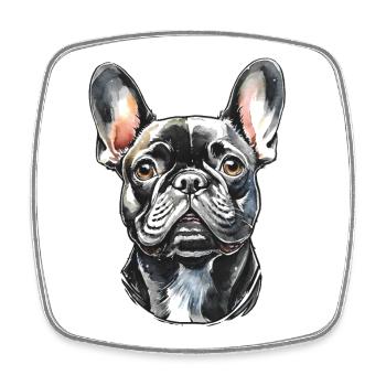 Französische Bulldogge Portrait - Viereckiger Kühlschrankmagnet - Weiß - Vorne