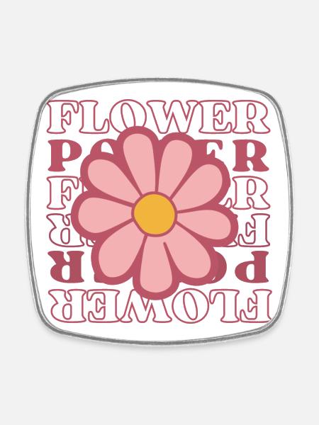 Flower PowerElegant floral motif - Square fridge magnet - white