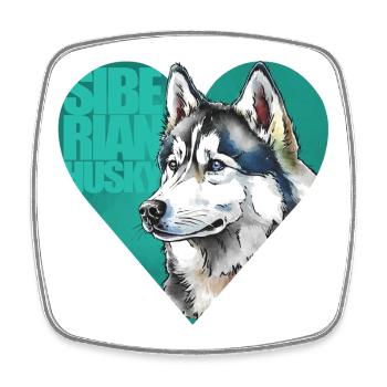 Sibirischer Husky Portrait - Viereckiger Kühlschrankmagnet - Weiß - Vorne