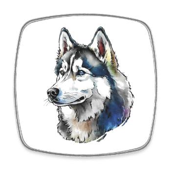 Sibirischer Husky Portrait - Viereckiger Kühlschrankmagnet - Weiß - Vorne