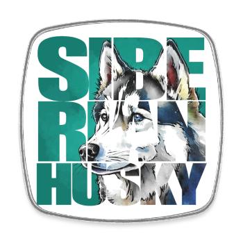 Sibirischer Husky Portrait - Viereckiger Kühlschrankmagnet - Weiß - Vorne