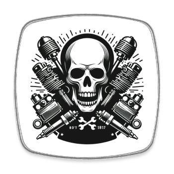 Biker Skull Design 3 - Square fridge magnet - white - Front