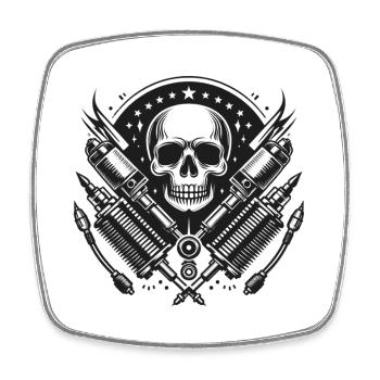 Biker Skull Design 1 - Square fridge magnet - white - Front