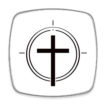 Einfach Christlich – Kreuz des Glaubens - Viereckiger Kühlschrankmagnet - Weiß - Vorne