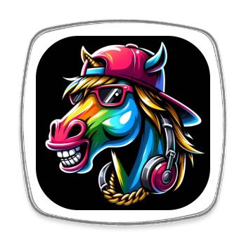 Cartoon Horse Rapper Colorful - Square fridge magnet - white - Front