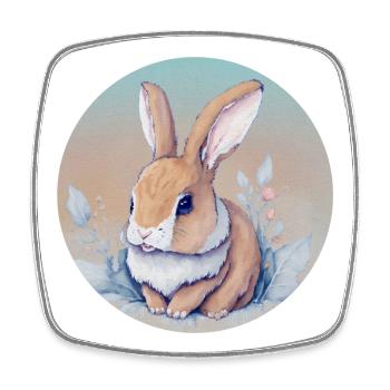 Lapin artistique floral pastel - Magnet carré - blanc - Devant