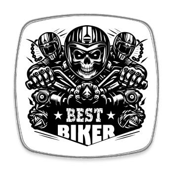 BESTER BIKER - Viereckiger Kühlschrankmagnet - Weiß - Vorne