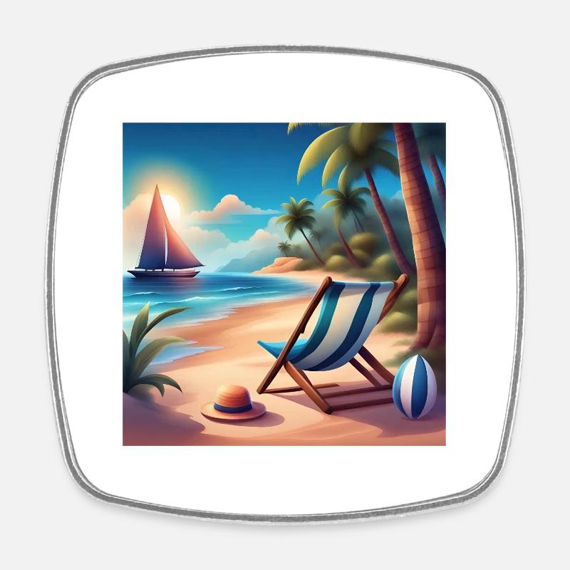 vacances à la mer, vacances d'été - Magnet carré - blanc