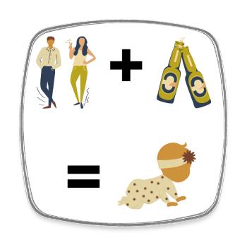 Drinken | Saufen | Party | Baby | Lustig| Fasching - Viereckiger Kühlschrankmagnet - Weiß - Vorne
