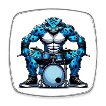 Poison dart frog drum set - Square fridge magnet - white - Front