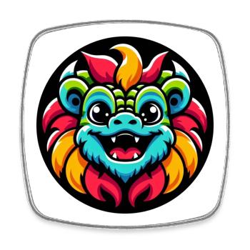 Dragon Bande Dessinée Colorée - Magnet carré - blanc - Devant