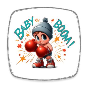 Baby Boom - Square fridge magnet - white - Front