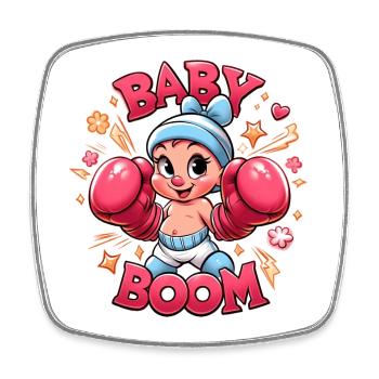 Baby Boom - Square fridge magnet - white - Front