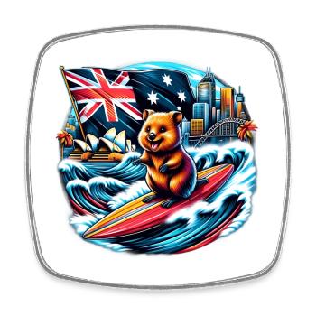Design de surf australien Quokka - Magnet carré - blanc - Devant