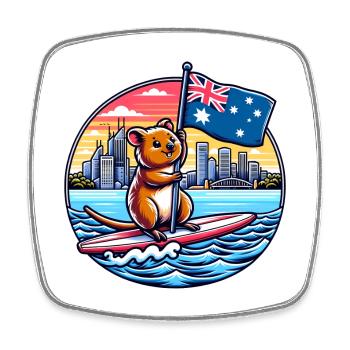 Design de surf australien Quokka - Magnet carré - blanc - Devant