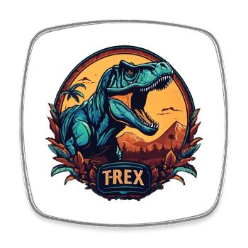 Dinosaurier T-Rex Logo - Viereckiger Kühlschrankmagnet - Weiß - Vorne