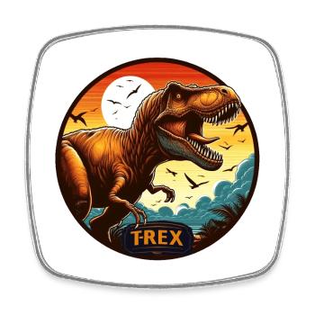 Dinosaurier T-Rex Logo - Viereckiger Kühlschrankmagnet - Weiß - Vorne