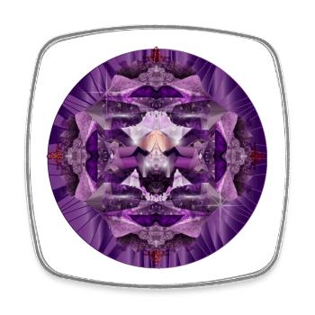 Luminous Violet Amethyst Crystal Motif - Square fridge magnet - white - Front