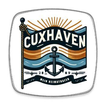 CUXHAVEN - MEIN HEIMATHAFEN - Viereckiger Kühlschrankmagnet - Weiß - Vorne