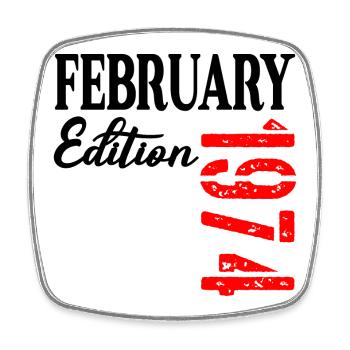 53 years old - Birthday February 1974 - Square fridge magnet - white - Front