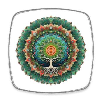 Mandala Arbre de Vie Coloré - Magnet carré - blanc - Devant