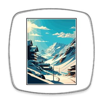 Obergurgl Autriche Vintage voyage affiche Souvenir - Magnet carré - blanc - Devant