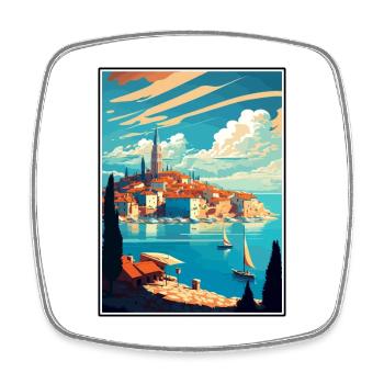 Novigrad Croatie Vintage voyage affiche Souvenir - Magnet carré - blanc - Devant