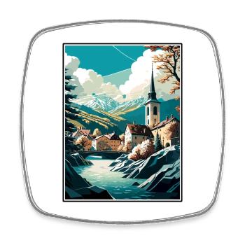 Steyr Austria Vintage Travel Poster WPA Souvenir - Square fridge magnet - white - Front
