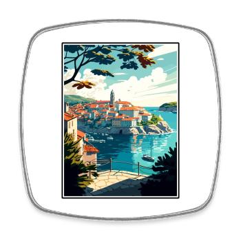 Dubrovnik Neretva Croatie Vintage Affiche de voyage - Magnet carré - blanc - Devant