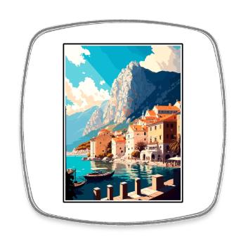 Makarska Croatie Vintage voyage affiche Souvenir - Magnet carré - blanc - Devant