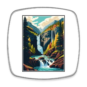 Foroglio Falls Switzerland Vintage Travel Poster - Square fridge magnet - white - Front
