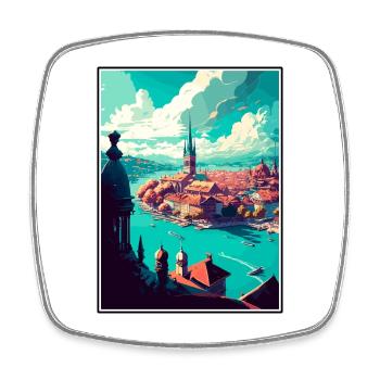 Zurich Suisse Vintage voyage affiche Souvenir - Magnet carré - blanc - Devant