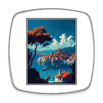 Cavtat Croatia Vintage Travel Poster WPA Souvenir - Square fridge magnet - white - Front