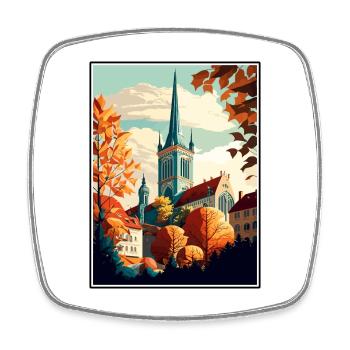 Augsburg Germany Vintage Travel Poster Souvenir - Square fridge magnet - white - Front