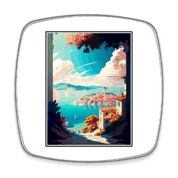 Split Croatie Vintage voyage affiche WPA Souvenir - Magnet carré - blanc - Devant