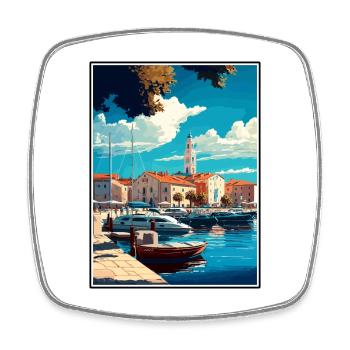 Biograd Na Moru Croatia Vintage Travel Poster WPA - Square fridge magnet - white - Front