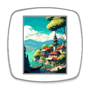 Sirince Turkey Vintage Travel Poster WPA Souvenir - Square fridge magnet - white - Front
