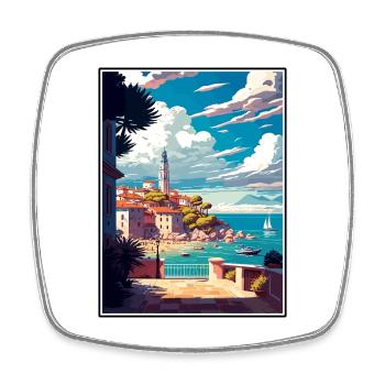 Porec Croatia Vintage Travel Poster WPA Souvenir - Square fridge magnet - white - Front