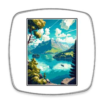 Lac des Quatre-Cantons Suisse Vintage Travel Poster WPA - Magnet carré - blanc - Devant