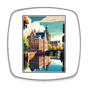 Leeuwarden Pays-Bas Vintage Voyage Poster WPA - Magnet carré - blanc - Devant