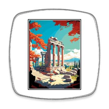 Selcuk Turkey Vintage Travel Poster WPA Souvenir - Square fridge magnet - white - Front