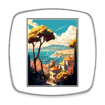Antibes France Vintage Voyage Affiche WPA Souvenir - Magnet carré - blanc - Devant