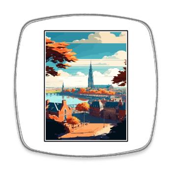 Nimègue Pays-Bas Vintage voyage affiche WPA Art - Magnet carré - blanc - Devant