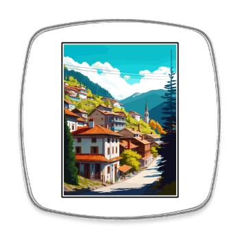 Artvin Turkey Vintage Travel Poster WPA Souvenir - Square fridge magnet - white - Front
